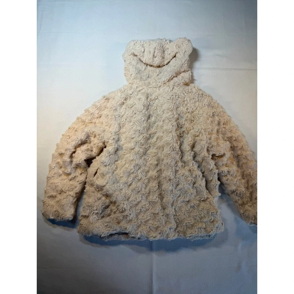 Cutie Patootie Cream Plush Girls Hooded Dress Coat with Teddy Bear Hood 3T‎
